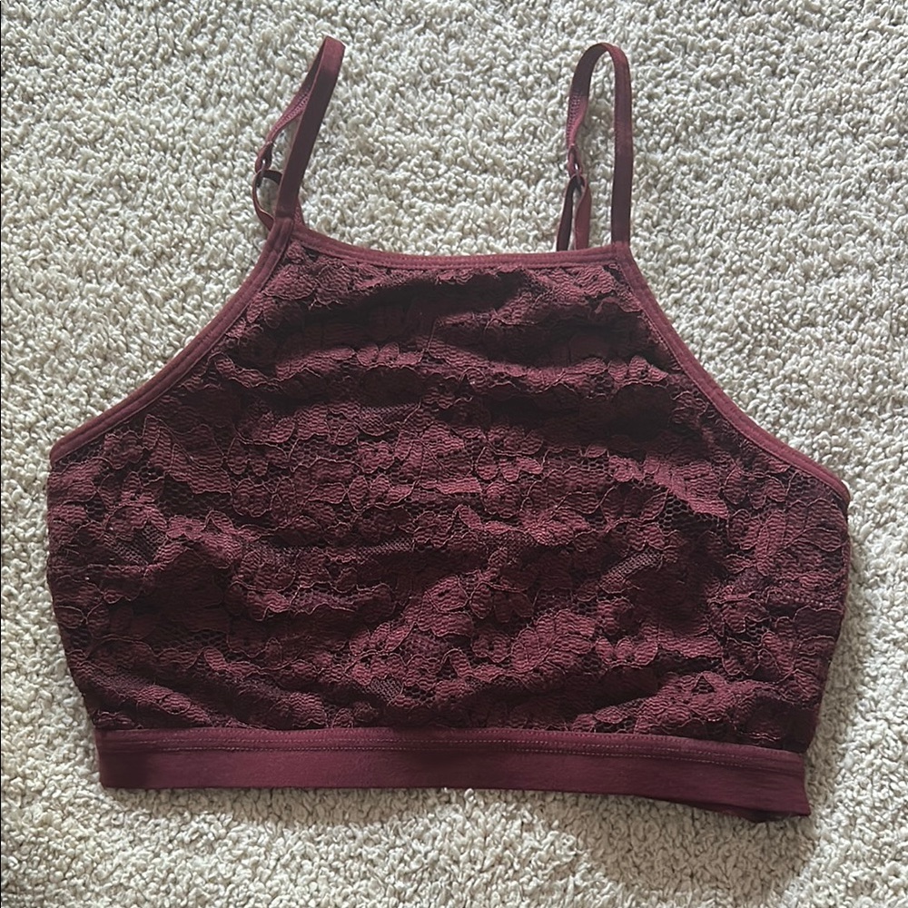 City Streets Maroon Lace Top
